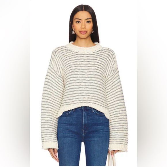 NWT MOTHER The Bell Sleeve Jumper Roll Sweater in Did You Make That Wash - Sz L